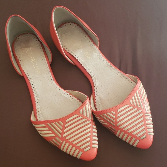 Restricted Shoes - Restricted Geometric Orange & Gold Flats